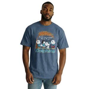 Miami Dolphins T-Shirt Men's Size 5XL Peanuts Snoopy Gang Fall Ball Football NEW